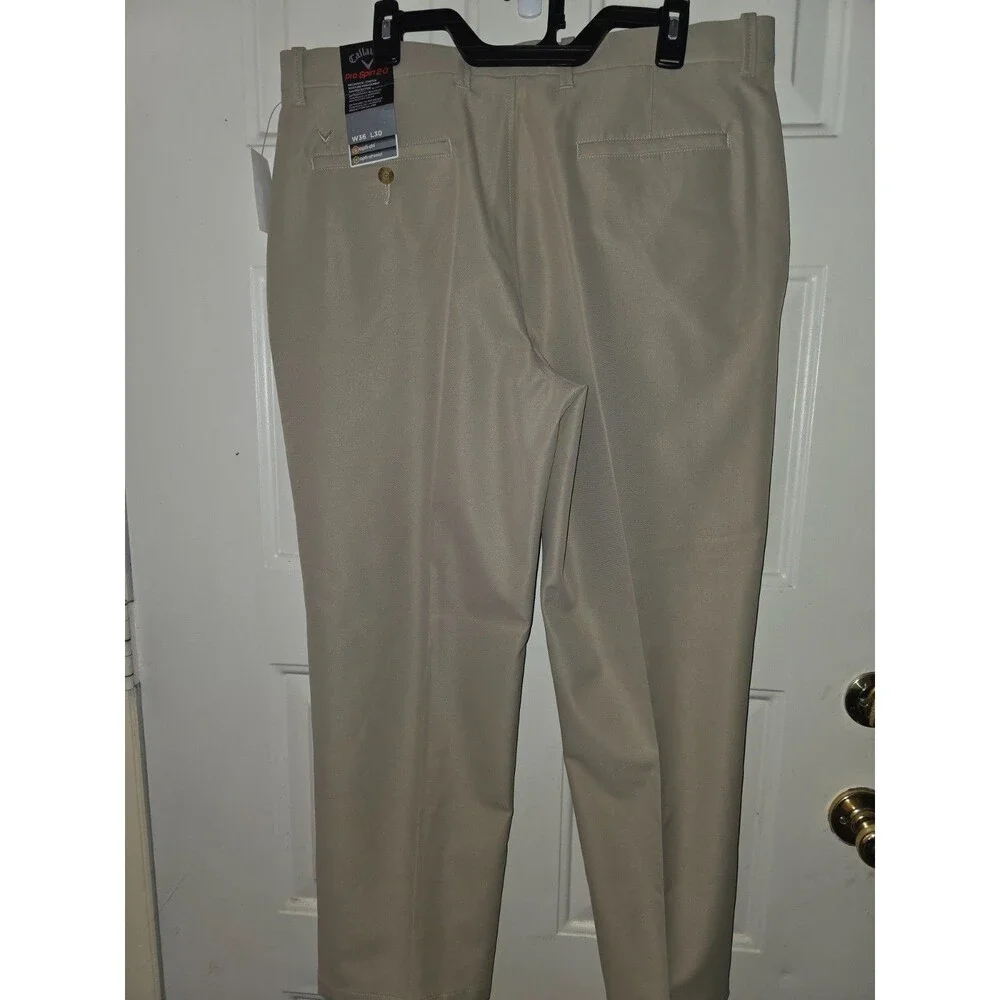 Callaway New Golf Pants Mens 36x30 Pro Spin 2.0 Straight Leg Relaxed Taupe